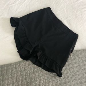 black ruffle shorts